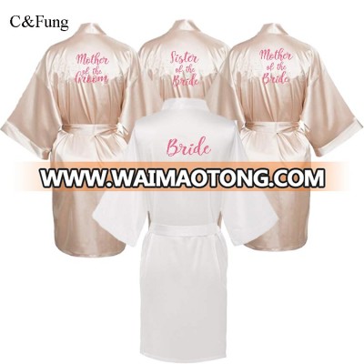 C&Fung sexy champagne robe bride kimono satin robe women Bathrobe wedding robe sister mother of the bride groom bridesmaid robes